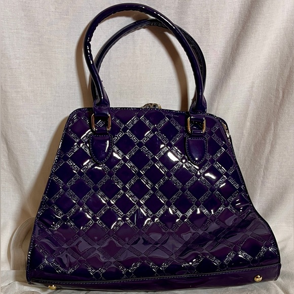 Moda Patent Faux Leather Purse-like Handbag - Deep Purple LDFK2712 - Picture 2 of 15